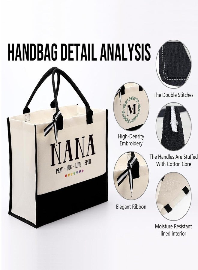 EDCTO Nana Canvas Tote, Cotton Canvas Tote Bag, Nana's Totes Bag for Vocation Travel Weekend Holiday Short Trip, Christian Gift for Nana, Mother's Day Gifts, Pray Hug Love Spoil - Image 4